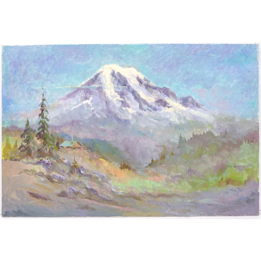 Gene Amondson ''Mt. Rainier & Small Cabin'' Oil on Canvas 24''x36''
