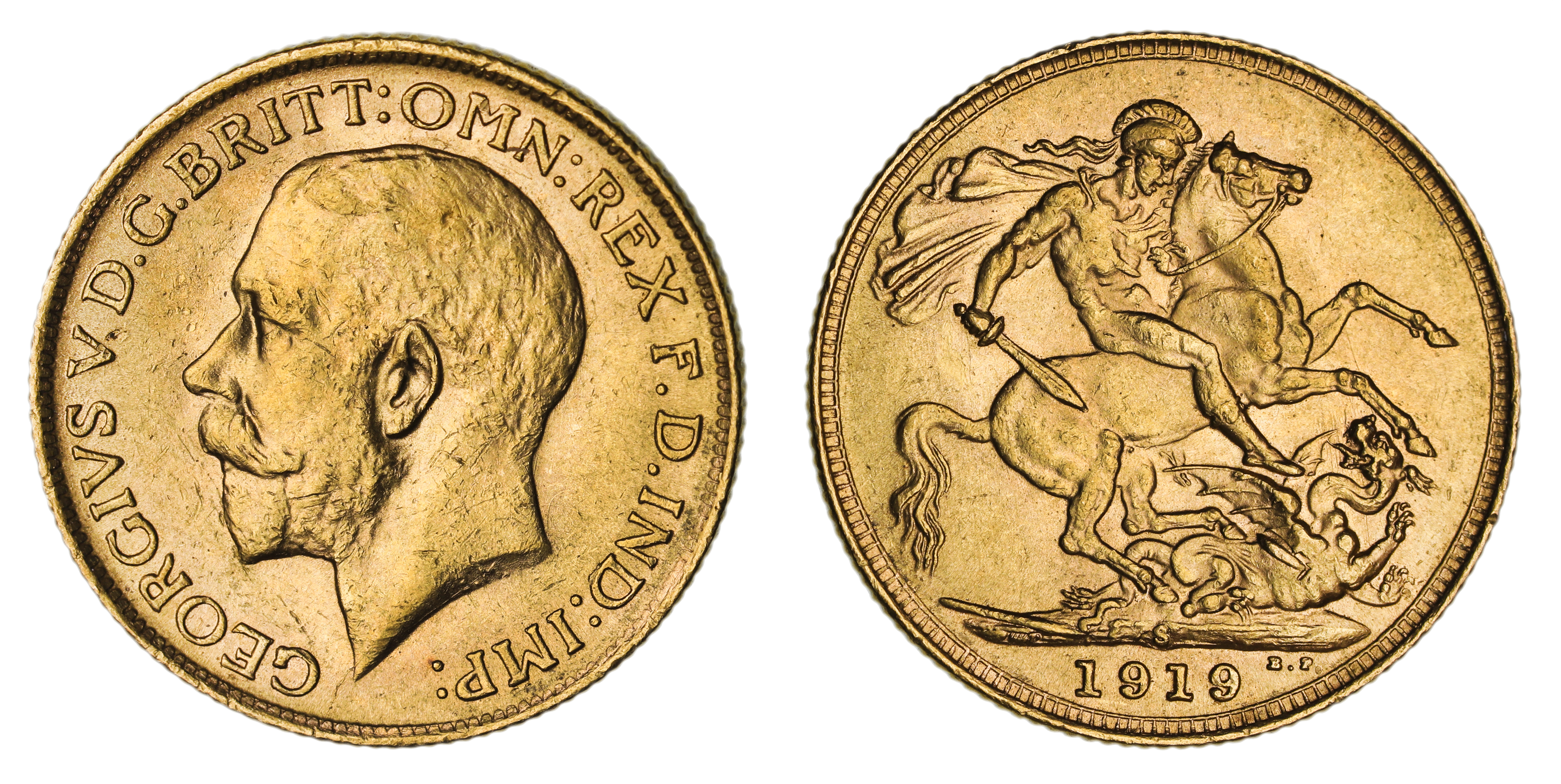 George V, St. George - Sydney Mint, Sovereign, 1919, EF
