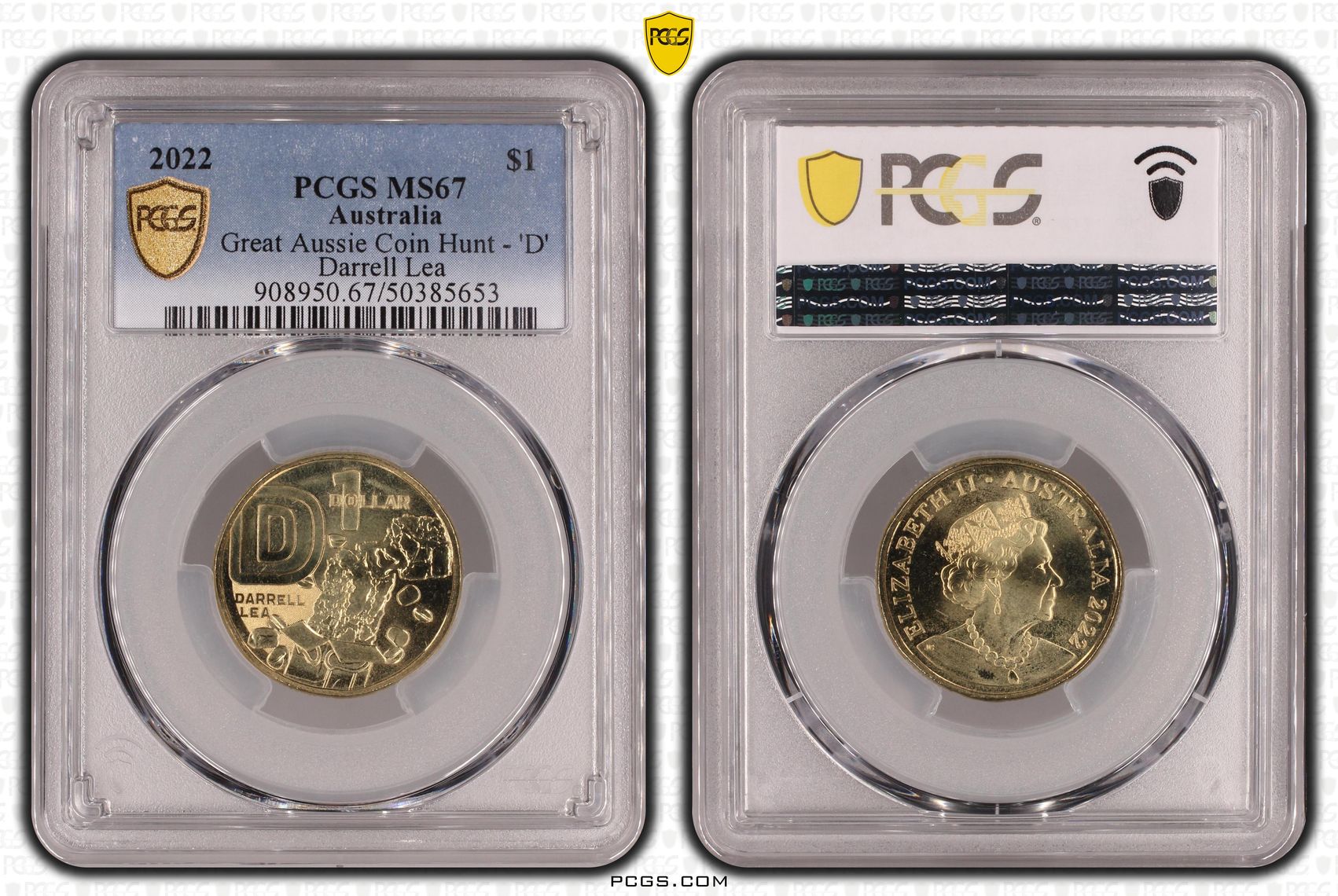 271 · Great Aussie Coin Hunt - 'D' , One Dollar, 2022, PCGS MS67