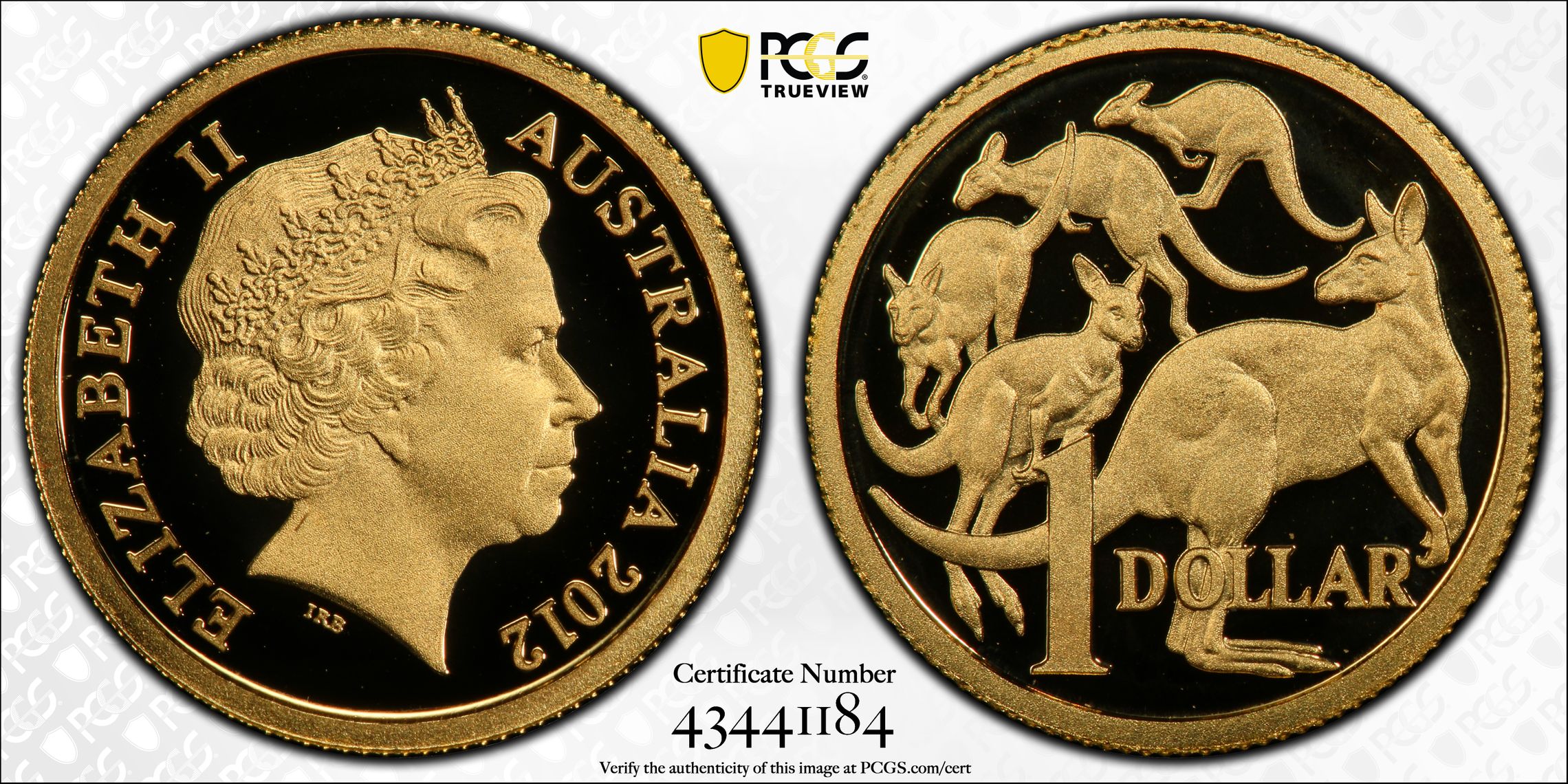 Elizabeth II, 0.5g Gold, Kangaroo, One Dollar, PR70DCAM , 2012 PCGS POP - 6/0