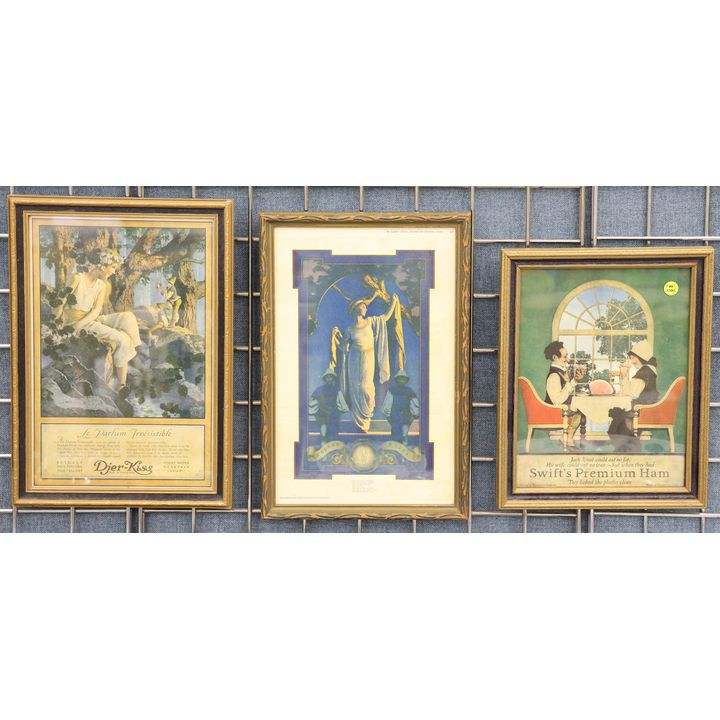 3pc Antique Parrish Advertising Prints Framed 17''x12'' Largest