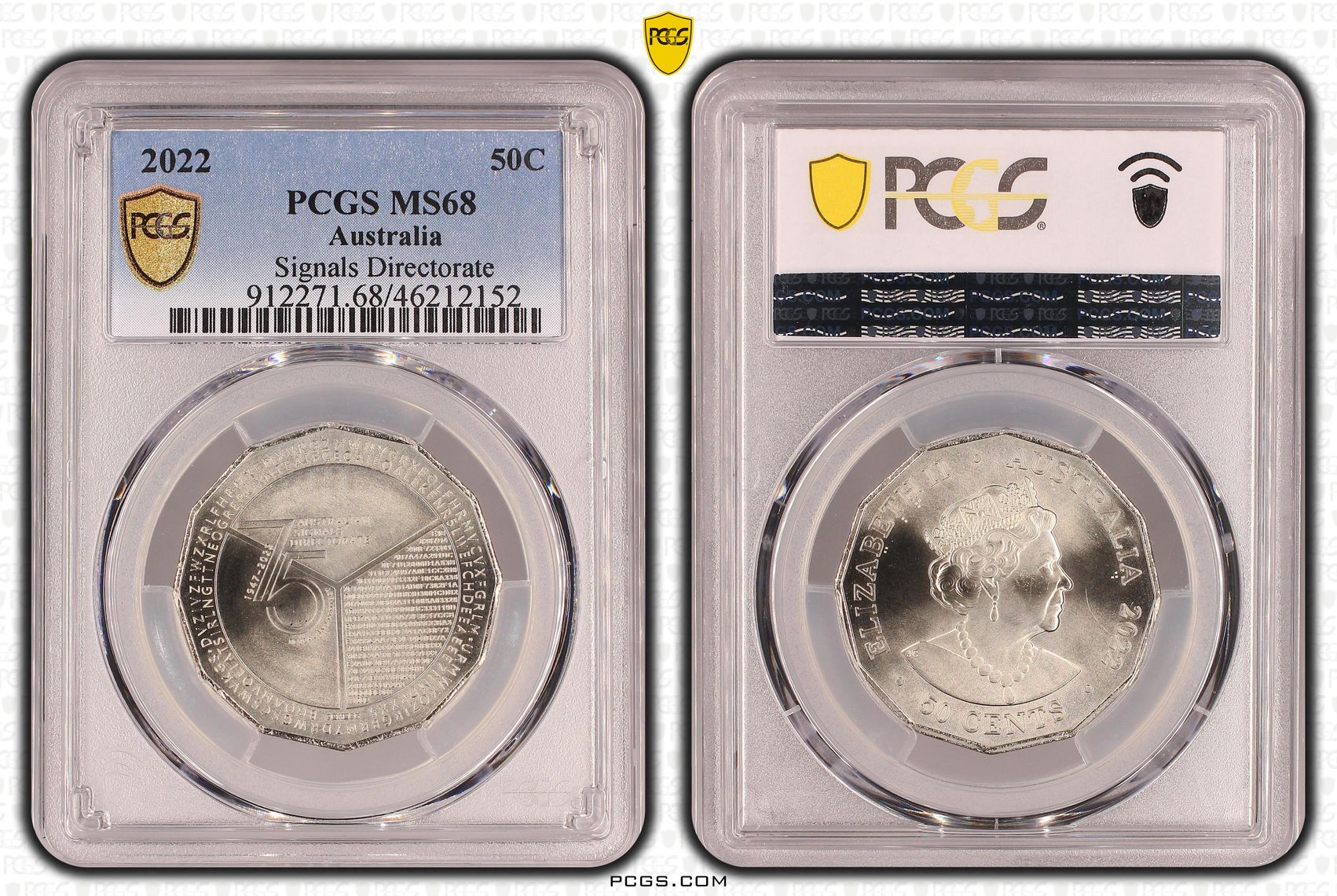 75th Ann. Signals Directorate , Fifty Cent, 2022, PCGS MS68