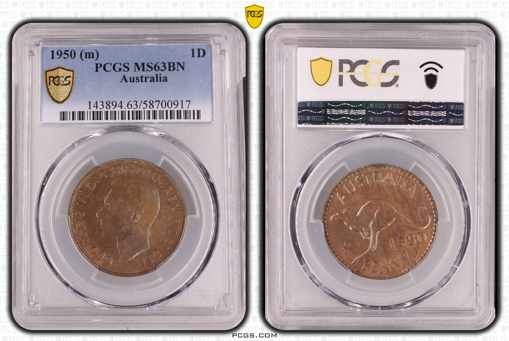 George VI, Penny, 1950 (m), PCGS MS63BN