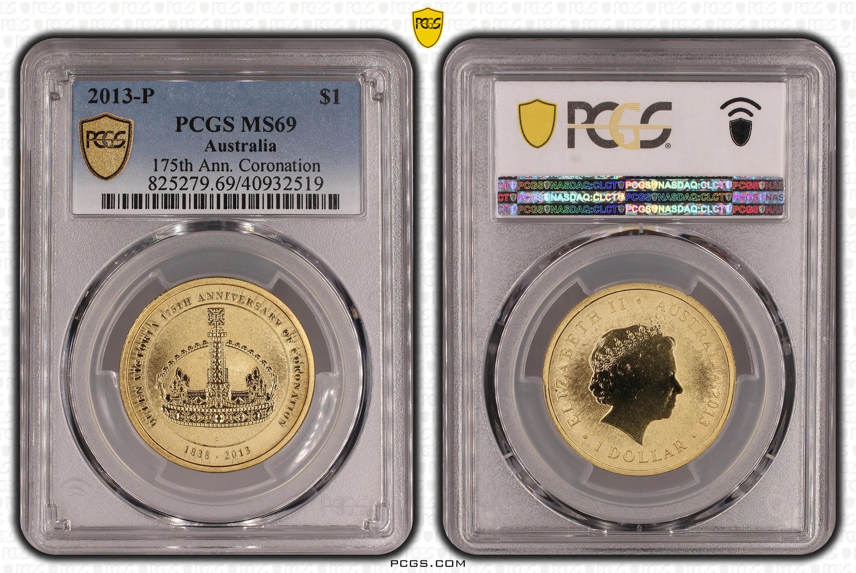 175th Ann. Coronation, POP 12/0, One Dollar, 2013-P, PCGS MS69