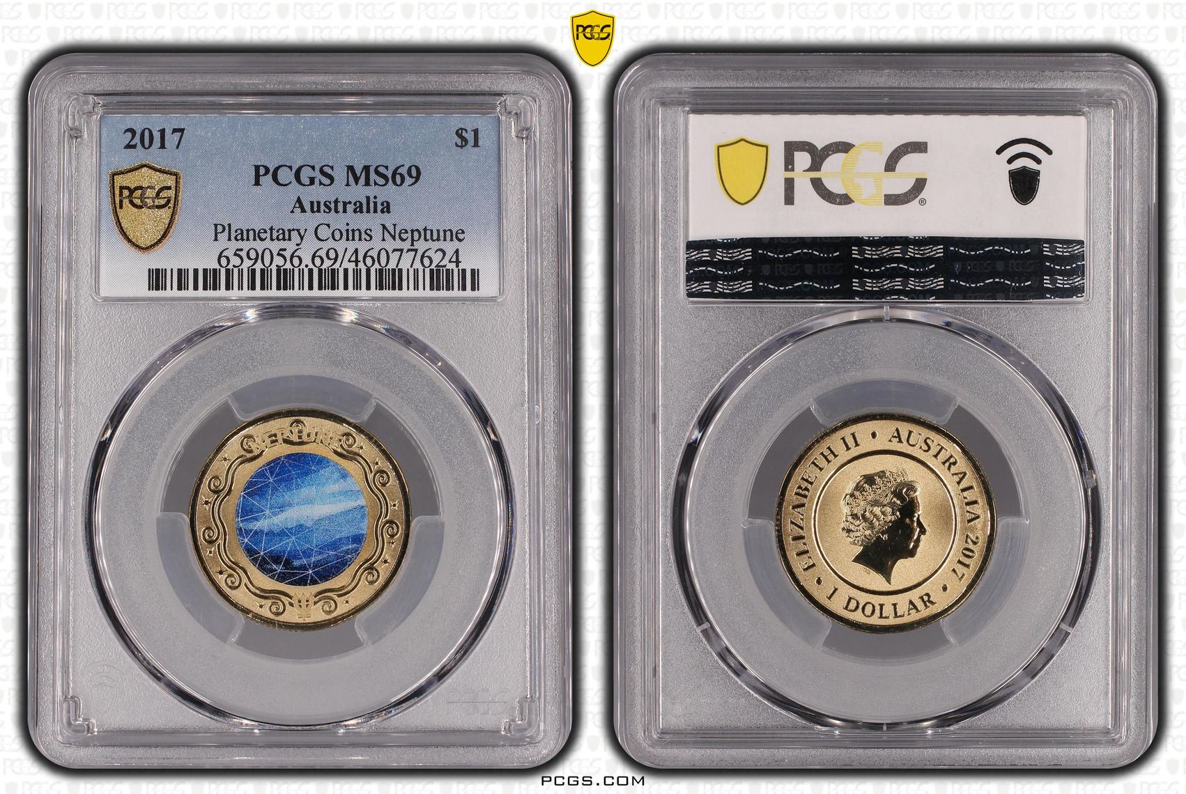 2017 Australia One Dollar, $1 Planetary Coins Neptune PCGS - MS69 -624