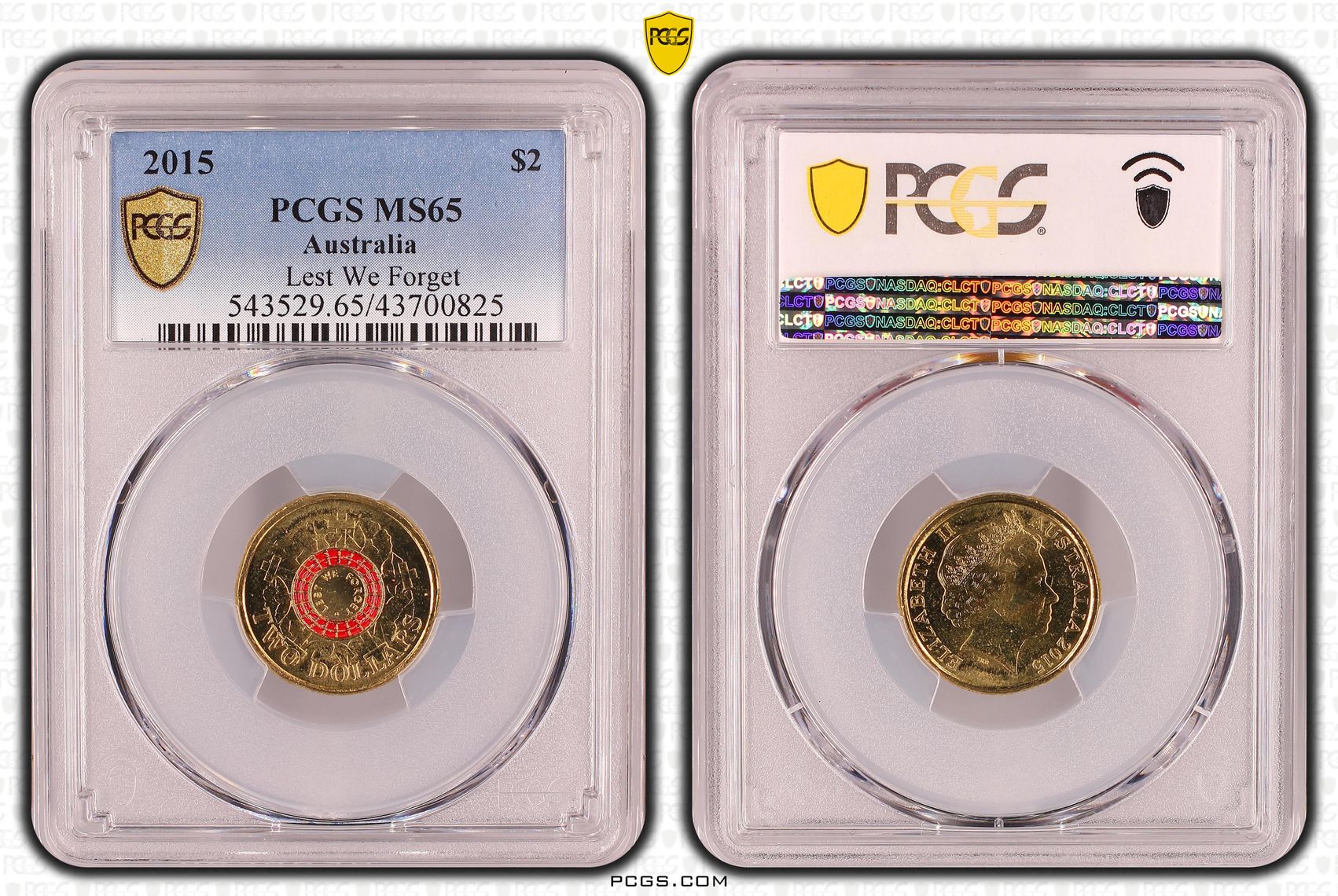 387 · Lest We Forget Colorized , Two Dollar, 2015, PCGS MS65