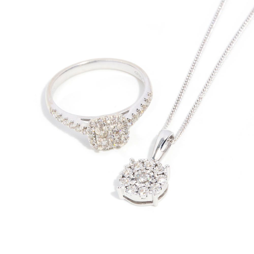 170 · 9ct Diamond Ring and Pendant
