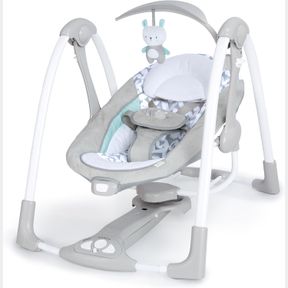 INGENUITY CONVERTME 2-IN-1 COMPACT PORTABLE AUTOMATIC BABY SWING & INFANT SEAT, BATTERY-POWERED VIBRATIONS, NATURE SOUNDS, 0-9 MON