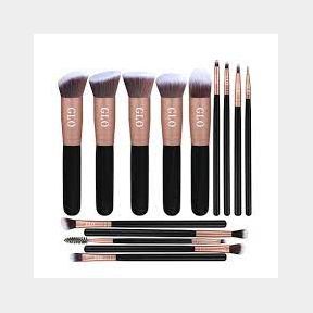 GLO - Makeup Brush Set - 14 Pcs Rose Gold and Matte Black Makeup Brushes-50582/19222 (B1 S2)