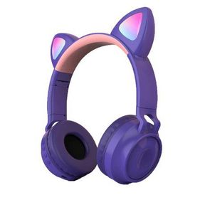 Colorful Glow (Wireless) Cat Ear Headphones -BT. TF Card + Aux -Purple/Pink Defective Used