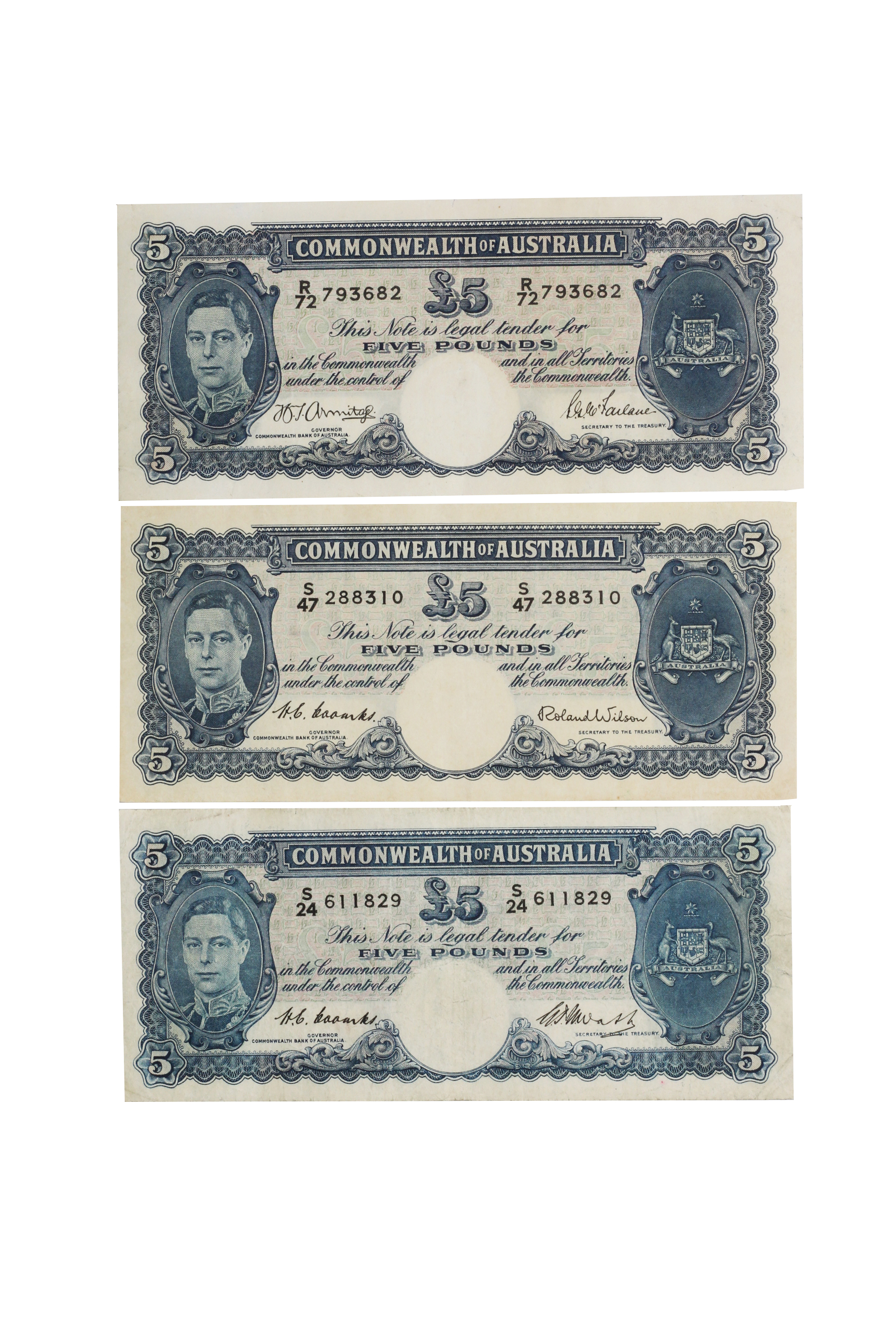 1909. · George VI, Five Pounds, 1942, gVF