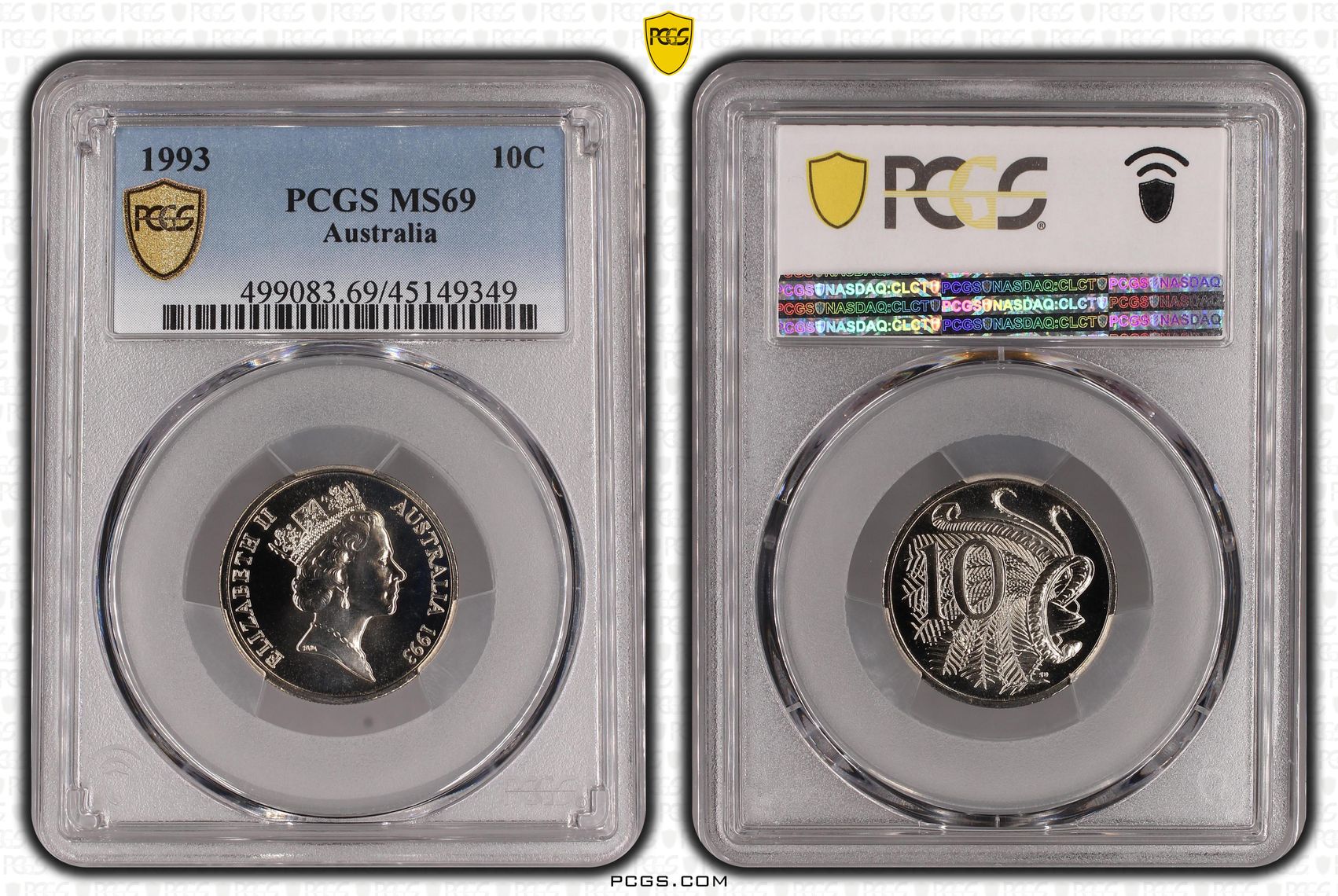 1993 Australia Ten Cent, 10c PCGS - MS69 POP 3/0 -349