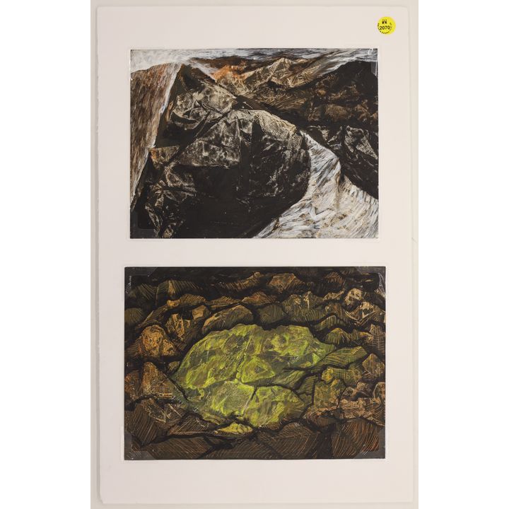 2pc Neil Meitzler 1970's Abstract Landscape Small Paintings