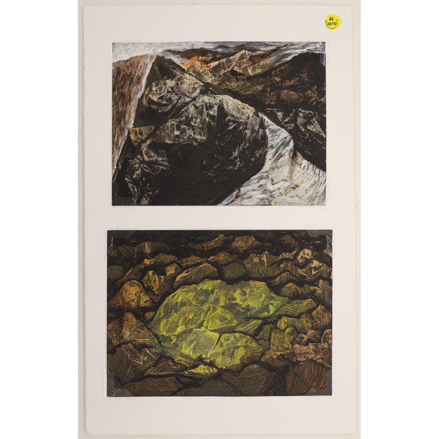 2pc Neil Meitzler 1970's Abstract Landscape Small Paintings