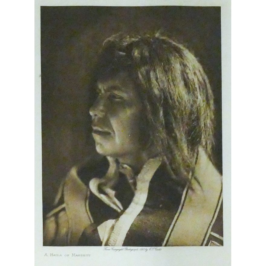 Antique Edward Curtis ''A Haida of Massett'' Photogravure 12.5''x9.5'' Sheet.