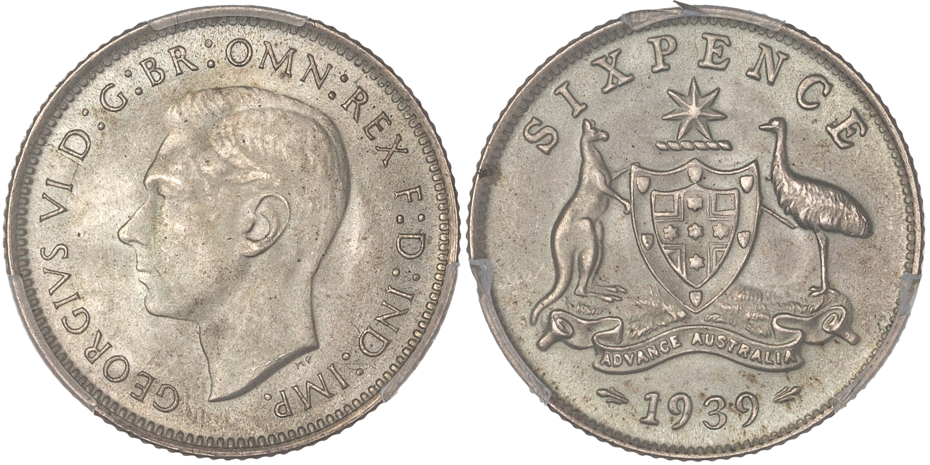 George VI, Sixpence, 1939, PCGS MS65