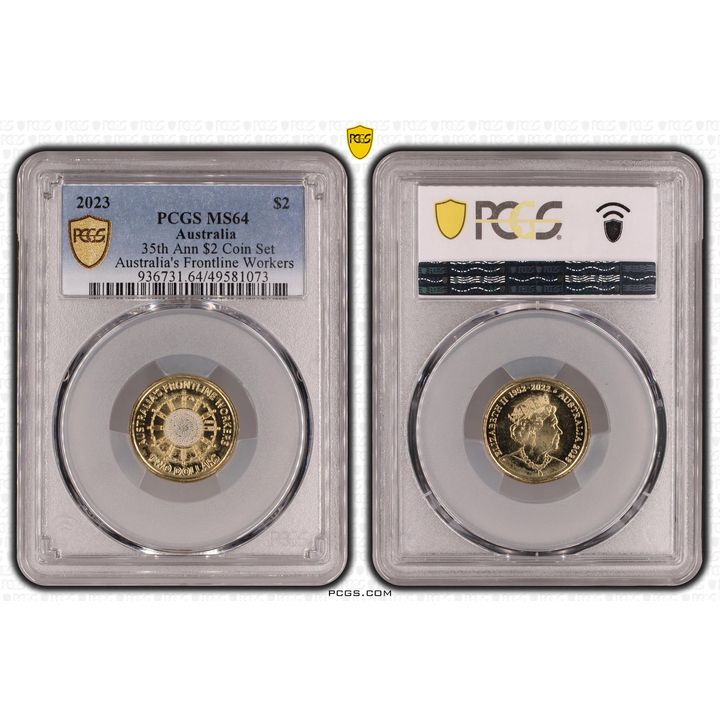 Elizabeth II, 35th Ann $2 Coin Set Colorized - Australia's Frontline Worke , Two Dollar, 2023, PCGS MS64