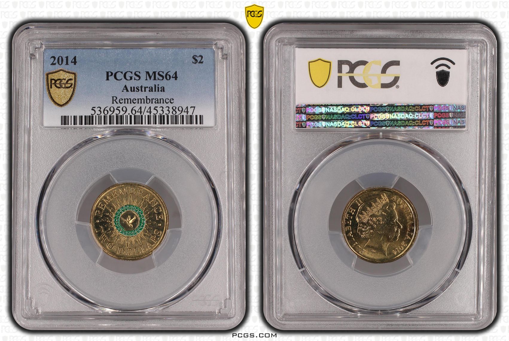 2014 Australia Two Dollar, $2 Remembrance PCGS - MS64 -947