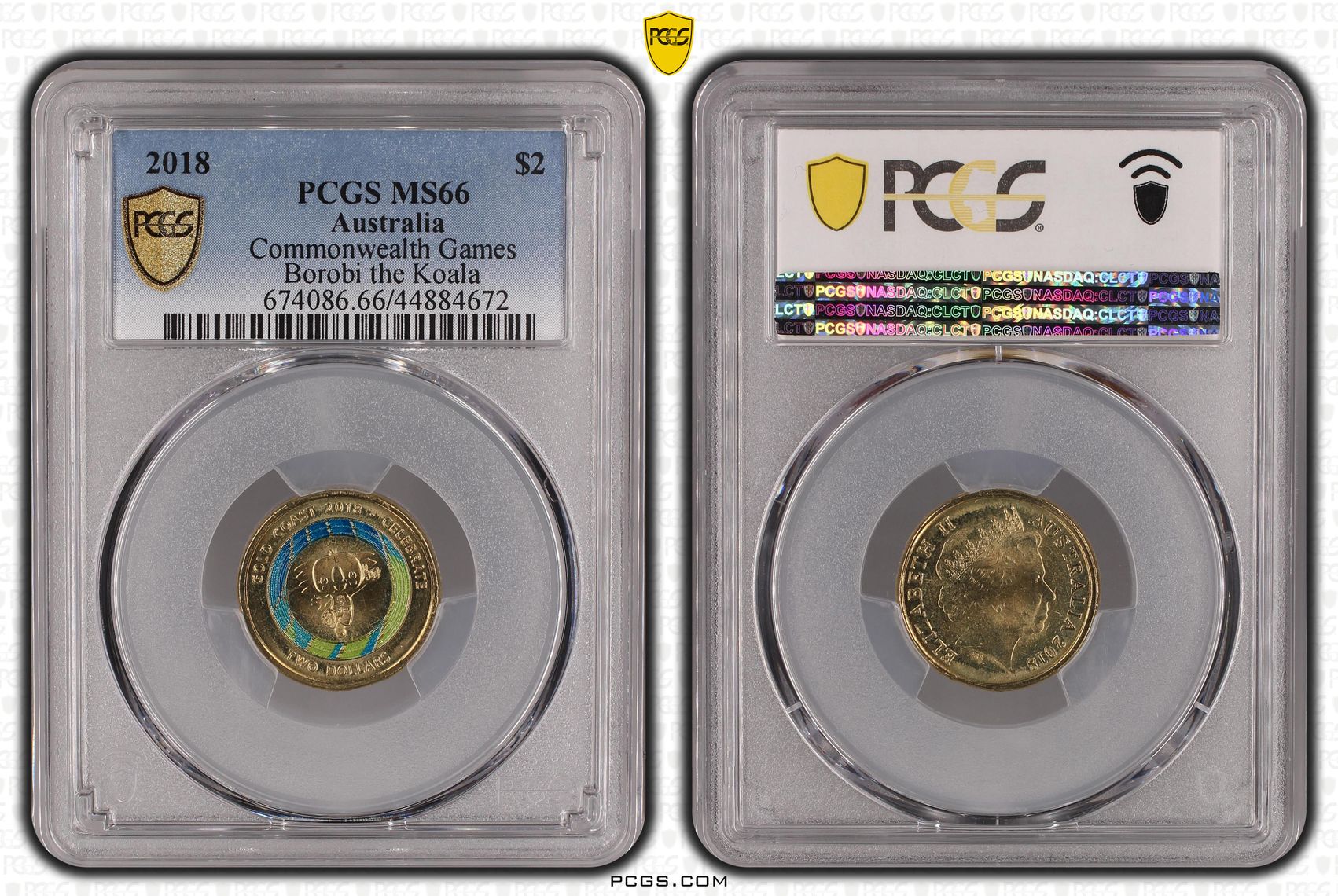 Commonwealth Games - Borobi the Koala, Two Dollar, 2018, PCGS MS66