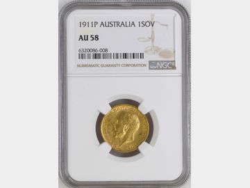 1911 GEORGE V PERTH MINT GOLD SOVEREIGN AU58