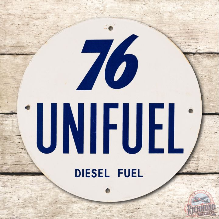 12" Union 76 Unifuel Diesel Fuel Porcelain Pump Plate Sign