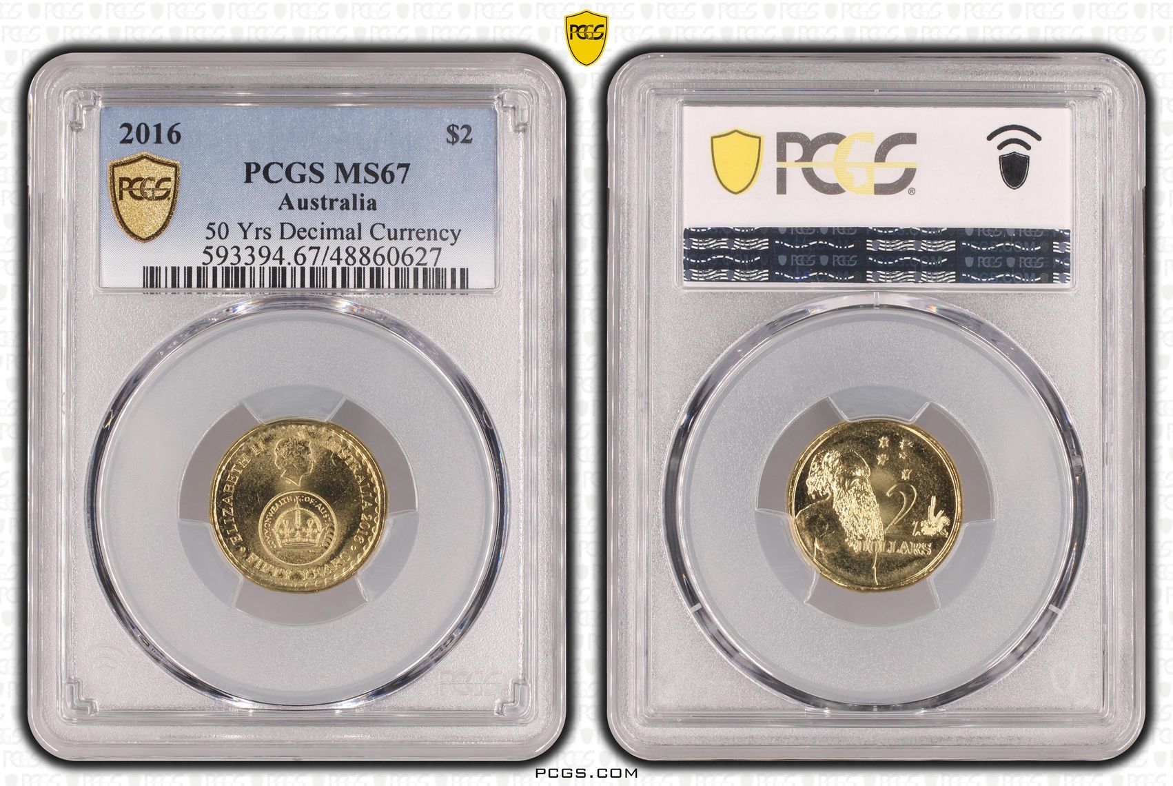 Elizabeth II, 50 Yrs Decimal Currency , Two Dollar, 2016, PCGS MS67