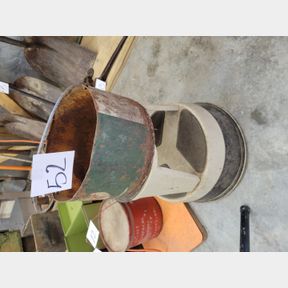 Partial Texaco Bucket and Vintage Library Stool