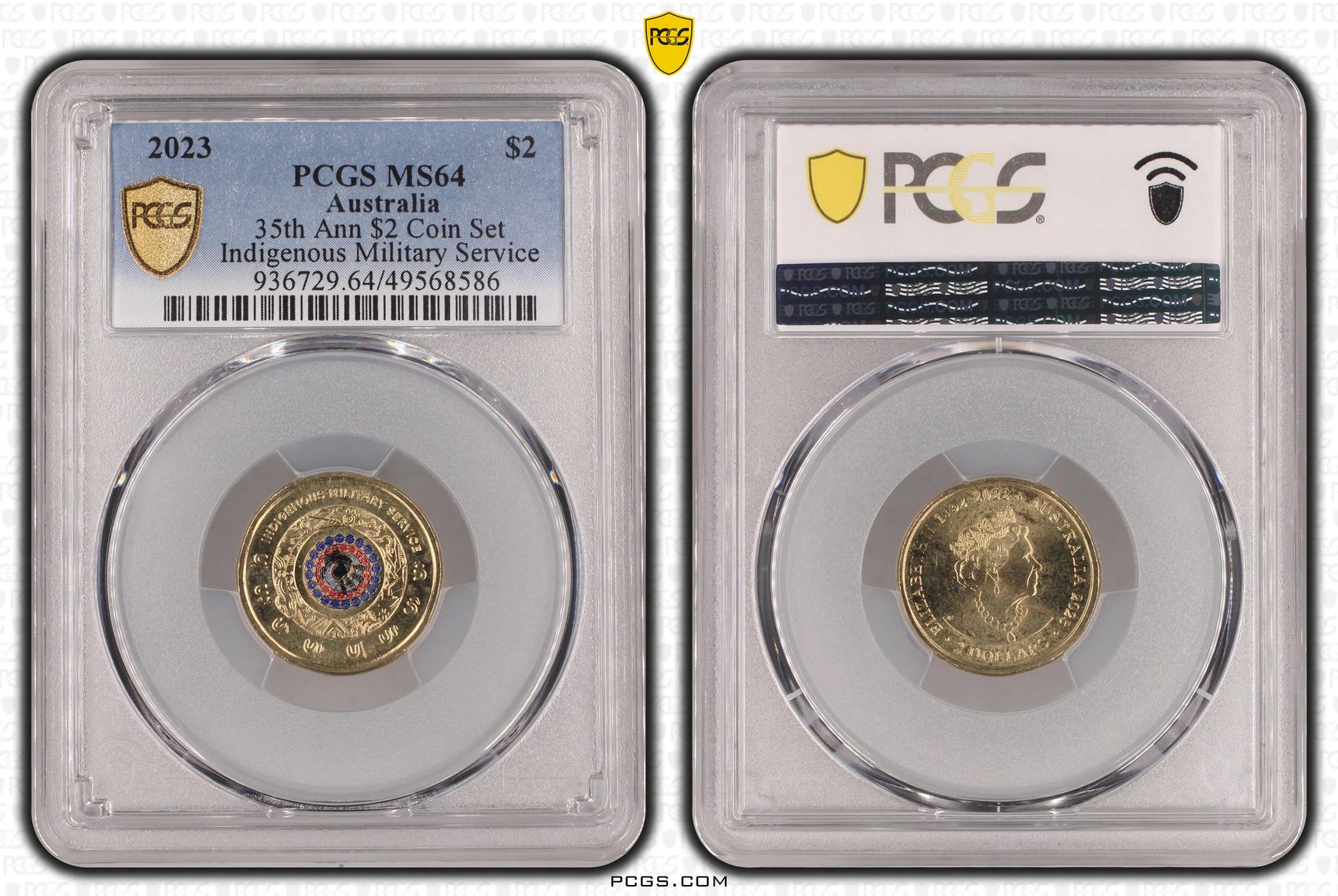 35th Ann $2 Coin Set Colorized - Indigenous Military Service, Two Dollar, 2023, PCGS MS64