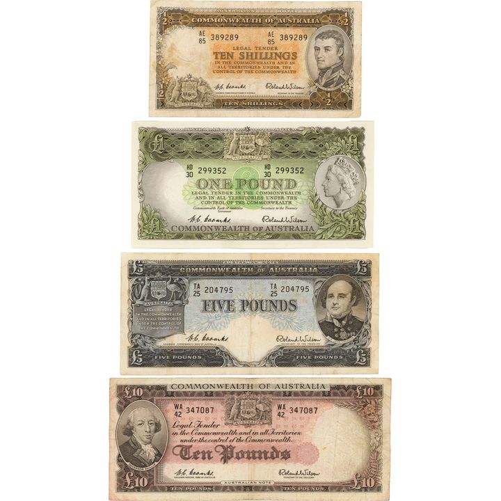 Coombs/Wilson, Ten Shillings - Ten Pounds, 1953 - 1960, F - aUNC