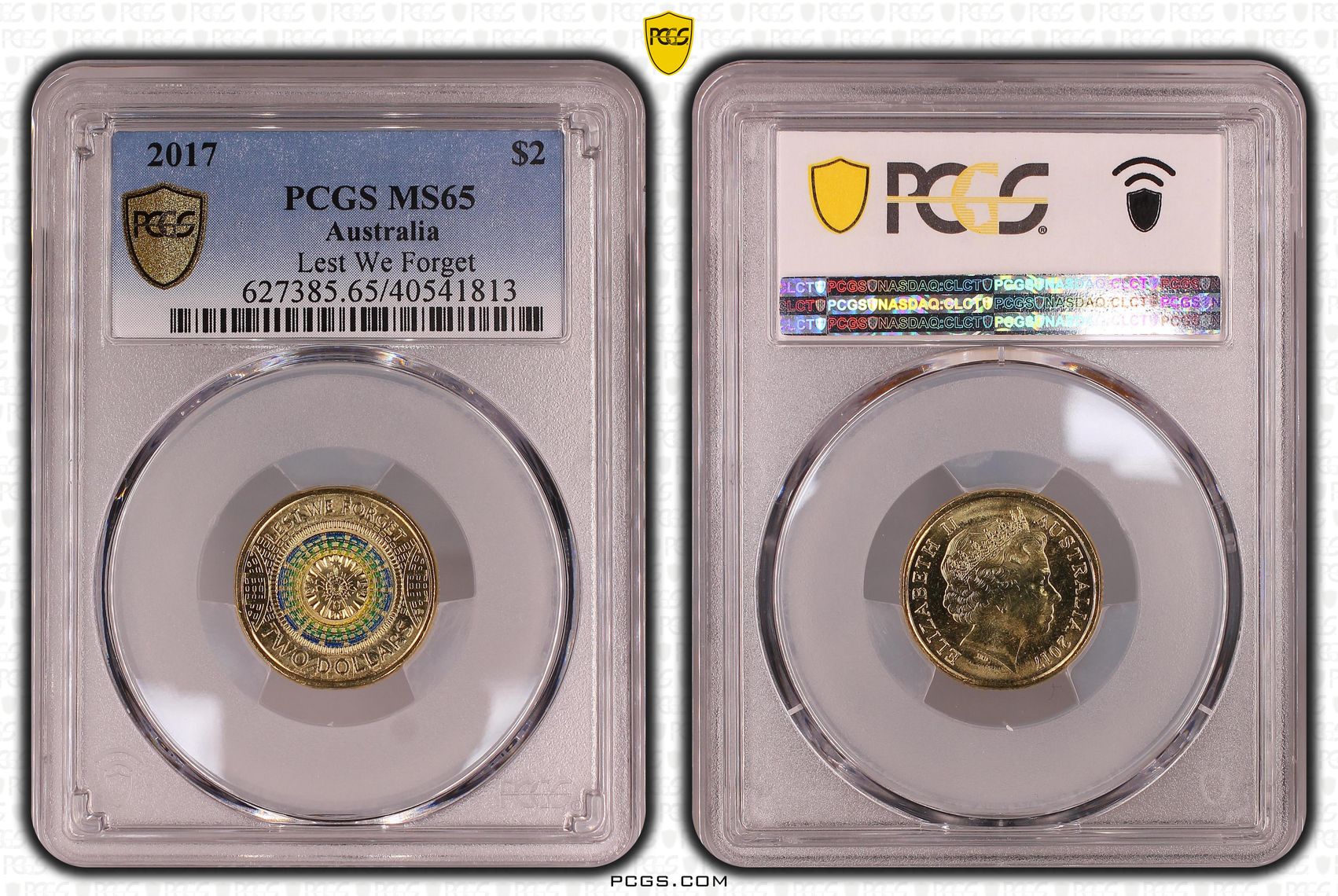 Lest We Forget Colourised, Two Dollar, 2017, PCGS MS65
