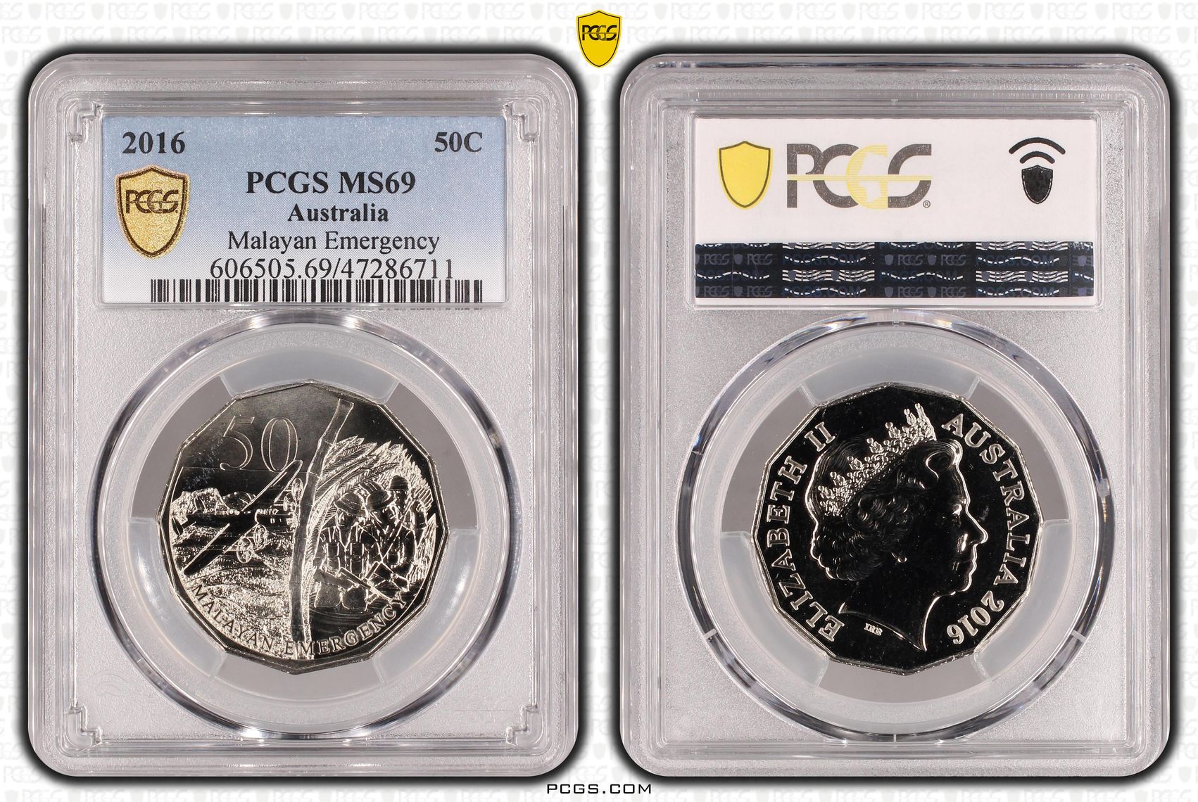 Elizabeth II, Malayan Emergency, Pop 15/0, Fifty Cent, 2016, PCGS MS69