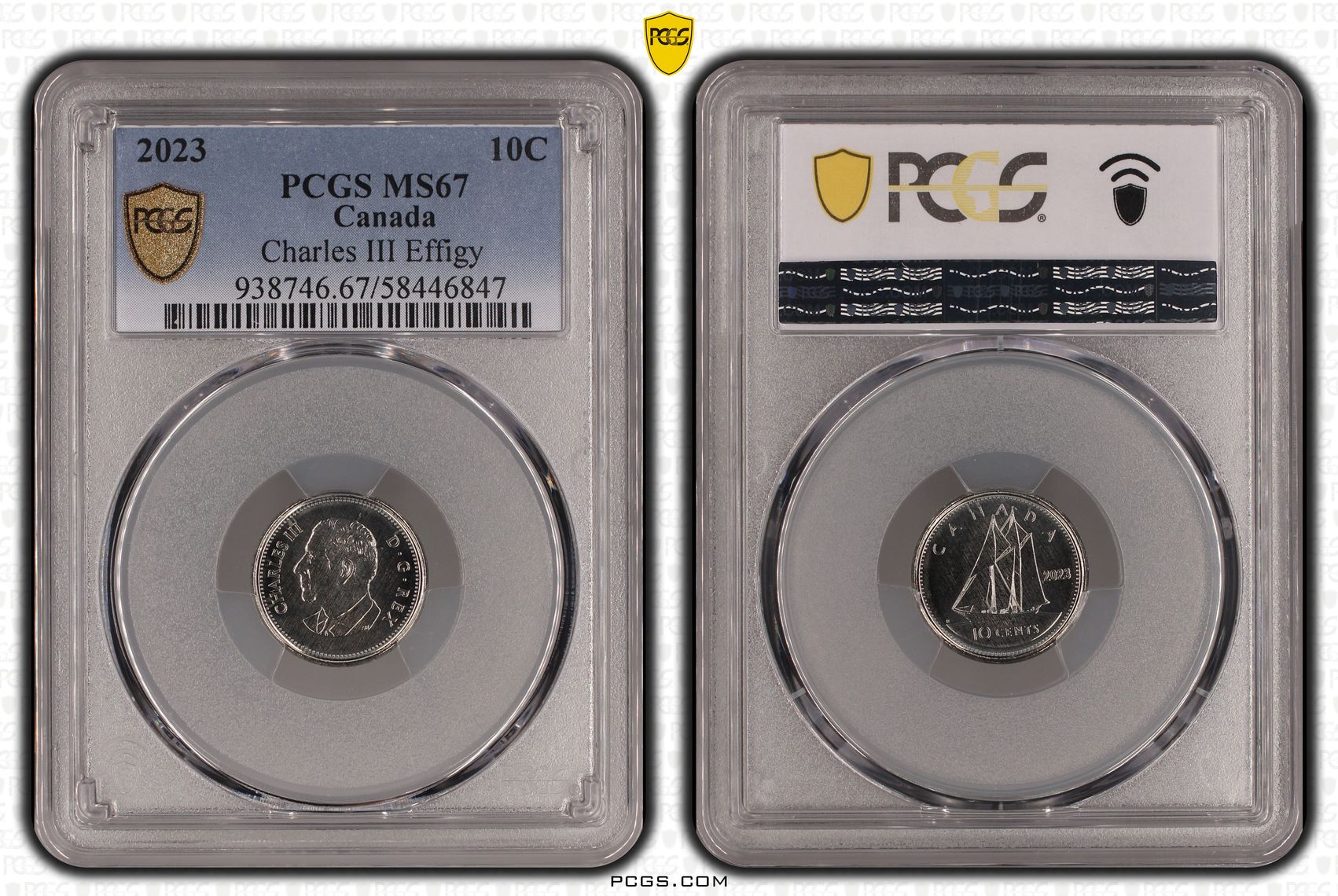 Canada, Charles III, Charles III Effigy, 3/0, Ten Cent, 2023, PCGS MS67