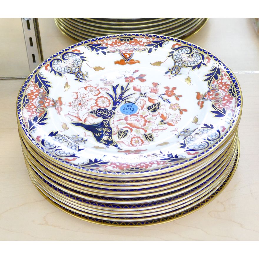 Set 12 Royal Crown Derby Gilt Imari Porcelain Plates 9''