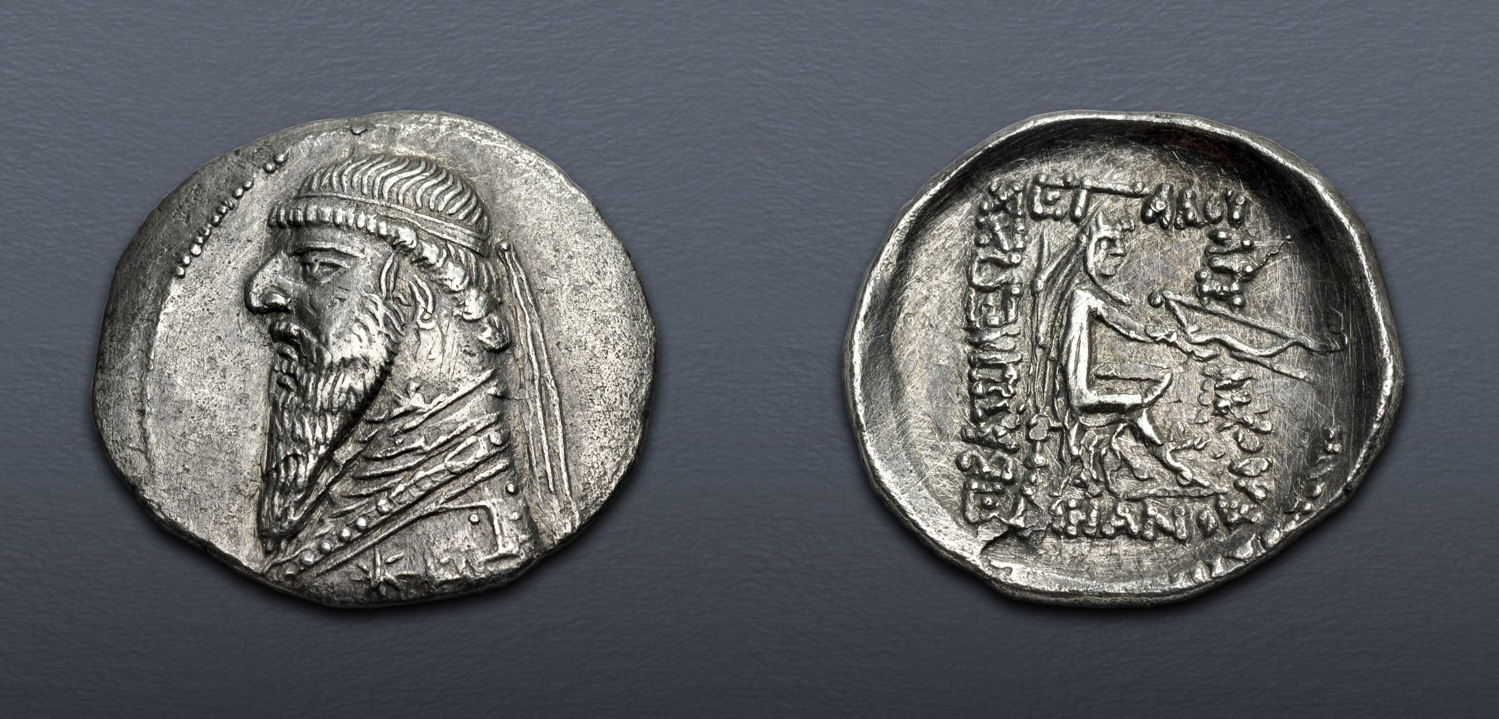 KINGS of PARTHIA. Mithradates II. 121-91 BC. AR Drachm (23mm, 4.08 g ...