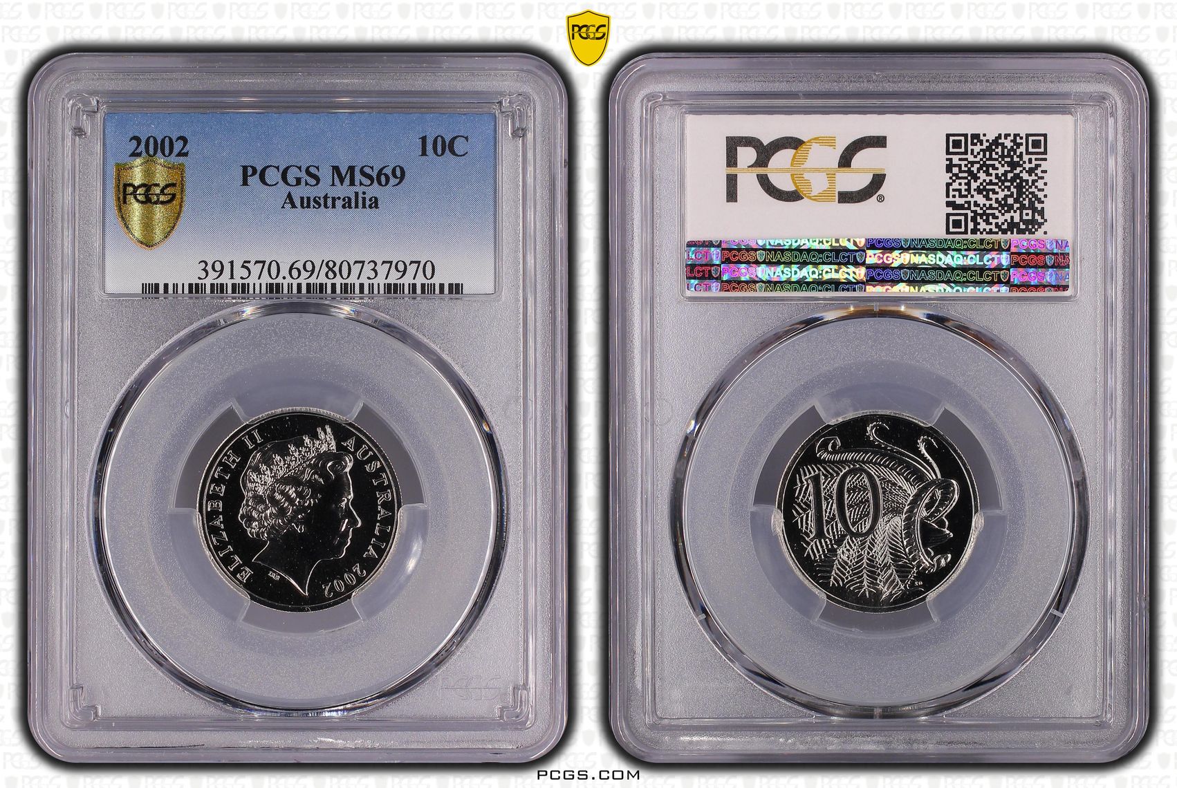 , Ten Cent, 2002, PCGS MS69