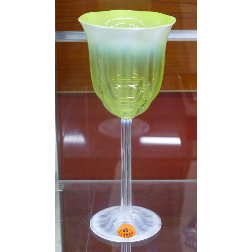 Tiffany Favrile Lime Green Pastel Goblet 8.5''