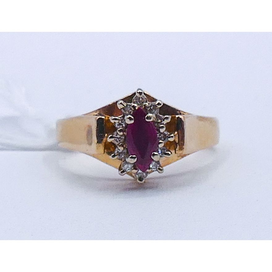 Ladies 14k Ruby & Diamond Ring Size 6 - 4.3 Grams