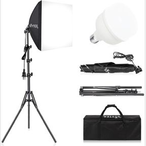 SOFTBOX LIGHTING KIT, SKYTEX 16X16IN SOFT BOX | 135W 5500K E27 LED BULB, CONTINUOUS PHOTOGRAPHY LIGHTING KIT PHOTO STUDIO LIGHTS E