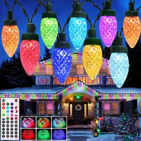 65FT JOOMER C9 CHRISTMAS STRING LIGHTS, 65FT 100 LED COLOR CHANGING RGB CHRISTMAS TREE LIGHTS CONNECTABLE REMOTE CONTROL OUTDOOR W
