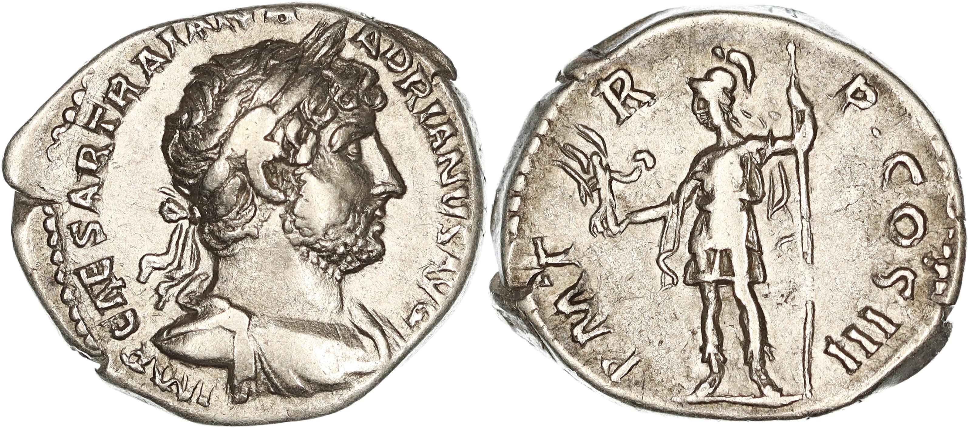 Roman Empire, Hadrian, Silver Denarius, 119-122 AD, VF