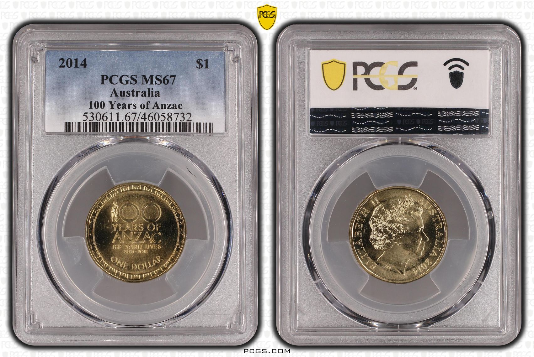 100 Years of Anzac POP 17/0, One Dollar, 2014, PCGS MS67