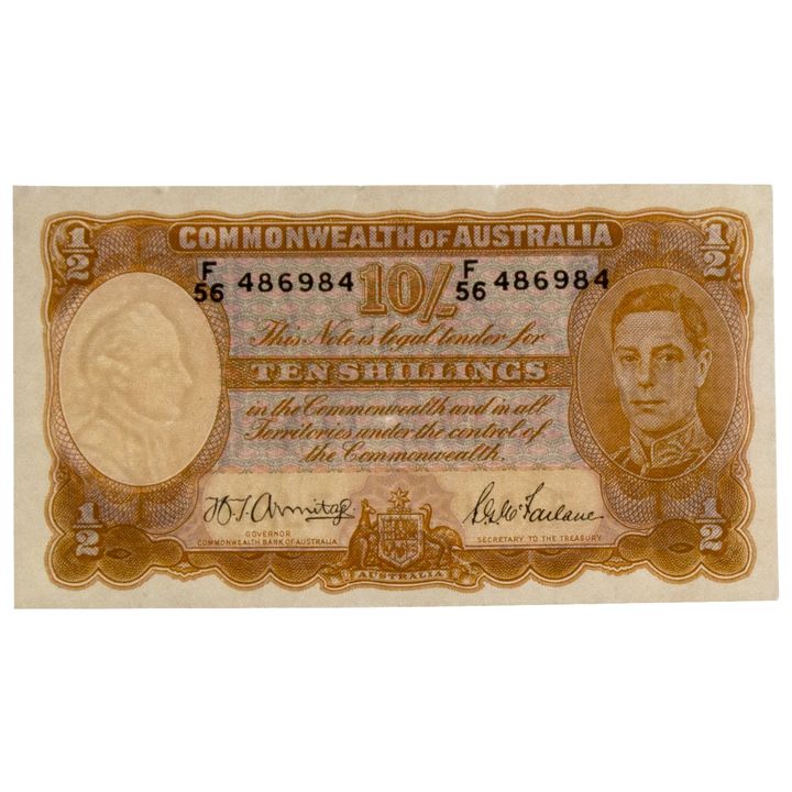 Armitage/McFarlane, Ten Shillings, 1942, gVF