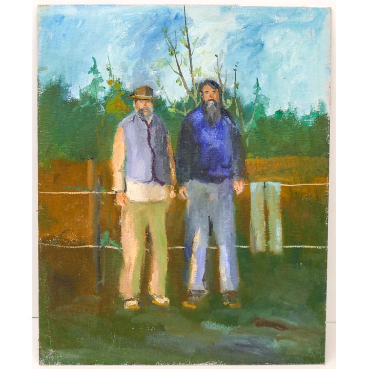Gene Amondson ''Two Men'' Oil on Masonite - Unsigned 20''x16''