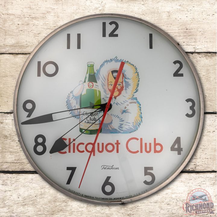 15" Clicquot Club Telechron Lighted Advertising Clock