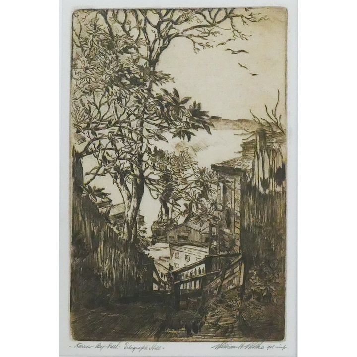 William Wilke ''Narrow By-Path, Telegraph Hill'' Signed Etching Matted 20''x16'