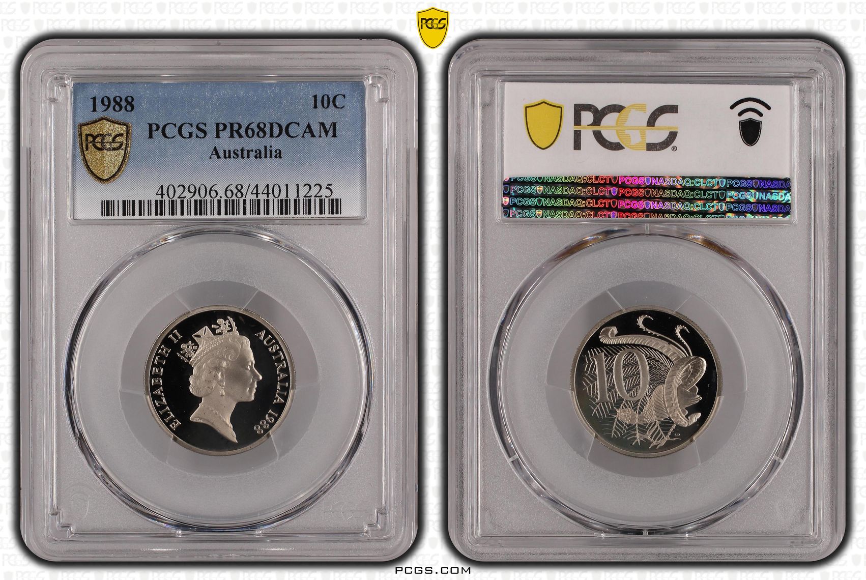 , Ten Cent, 1988, Pcgs Pr68dcam