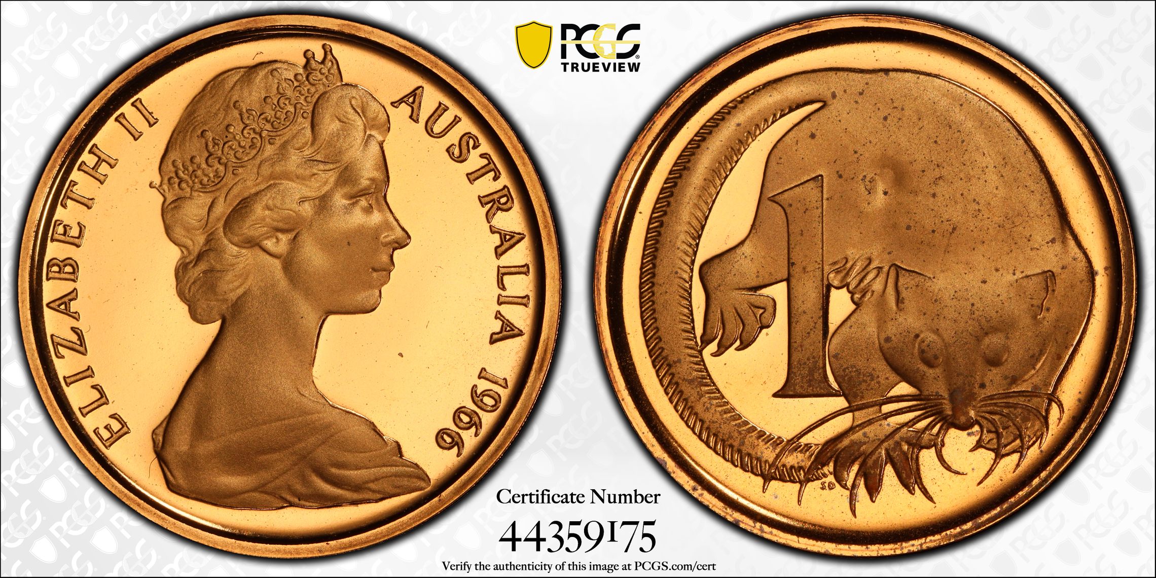 One Cent, 1966, Pcgs Pr68dcam