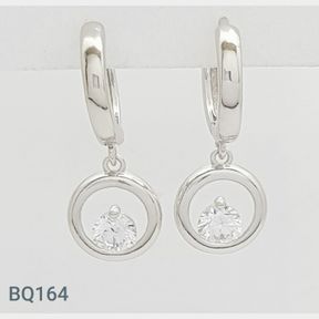 Sterling Silver Drop Hoop Earrings With Czs - 51533/265