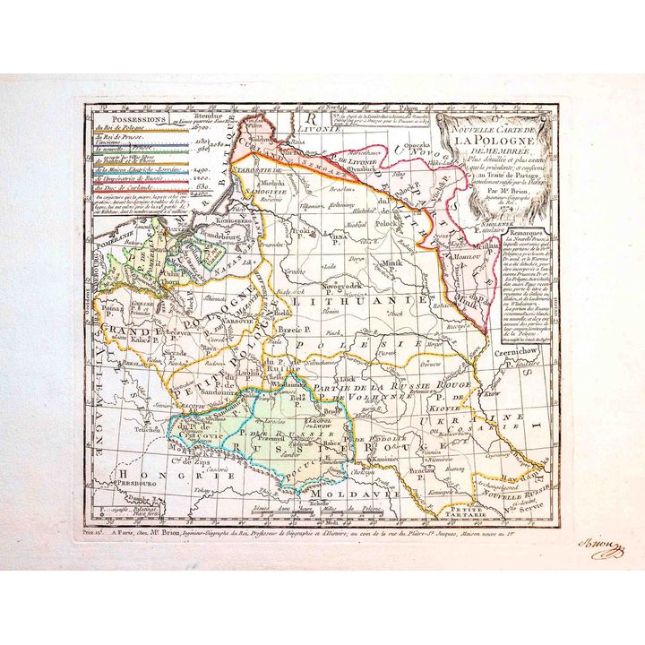 Louis Brion de la Tour | Nouvelle Carte de La Pologne Démembrée