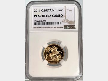 2011 ELIZABETH II PROOF GOLD SOVEREIGN PF69 UCAM